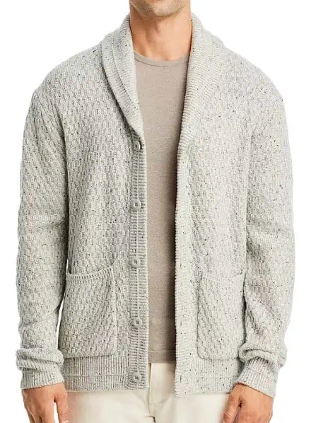 Oatmeal button down sweater for men by Liverpool