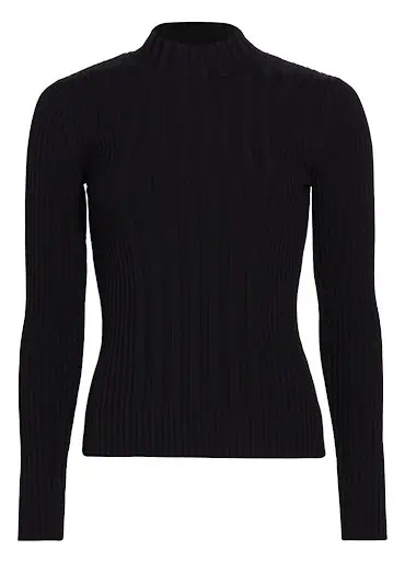 Shiv Roy From Succession Style Black Ribbed Stretch Knit Mock Turtleneck Sweater