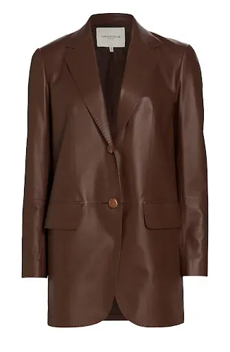 Shiv Roy Power Casual Lafayette 148 New York Leather Blazer