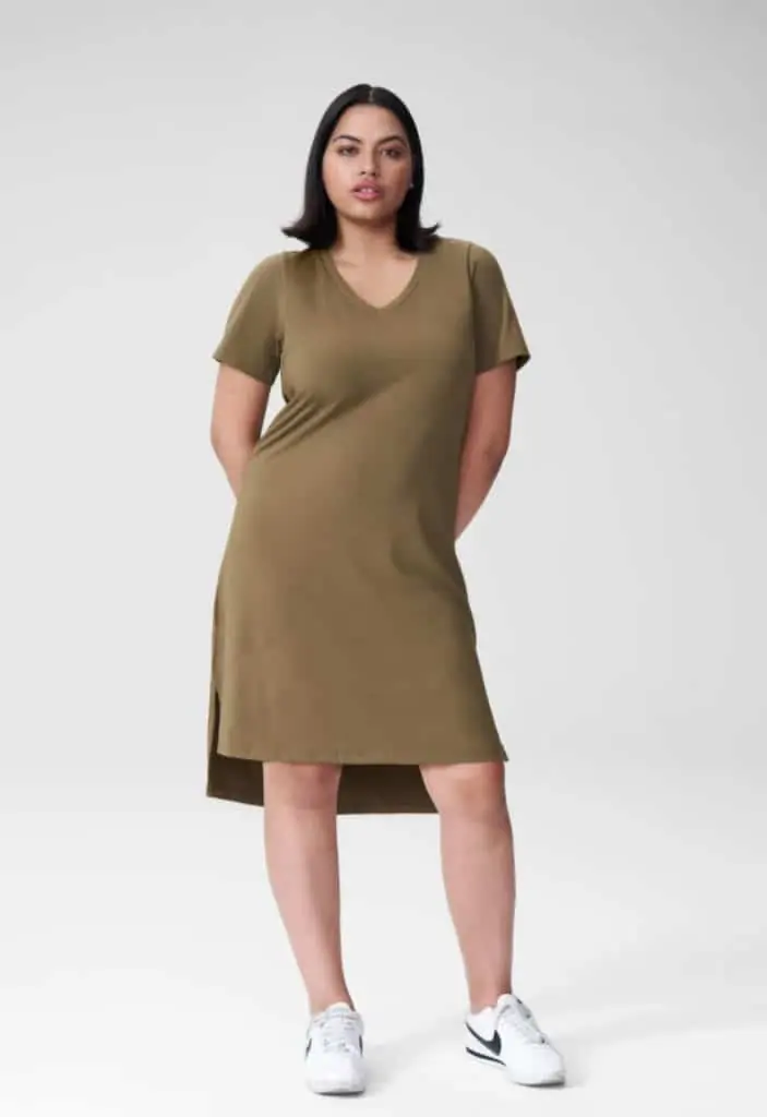 Universal Standard Tesino Washed Jersey Dress In Olive-For-Plus-Size-Women-To-Wear-In-The-Summer