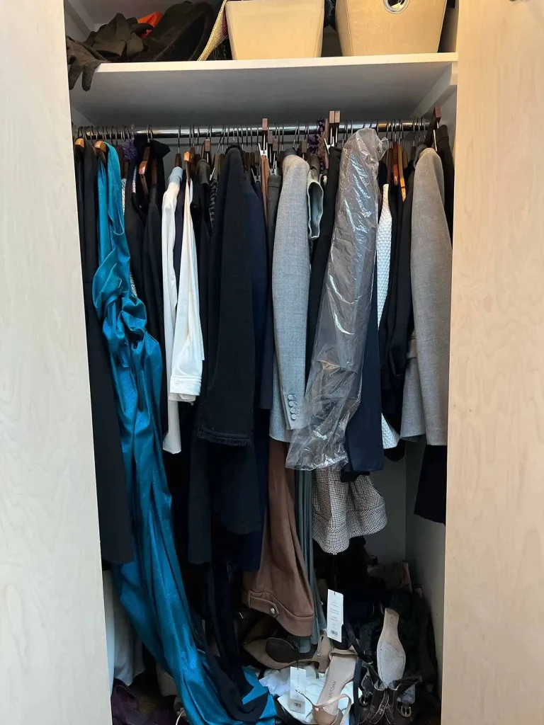 Samantha's closet before NLW performed a closet edit