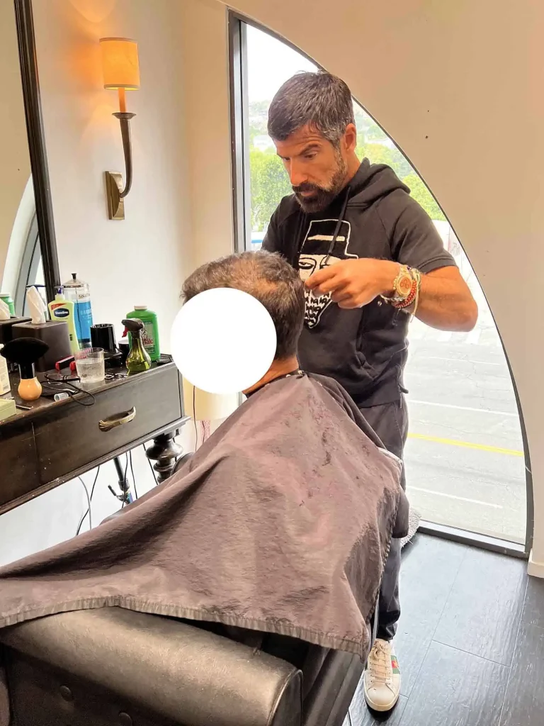 Paul with a barber arranged by Next Level Wardrobe