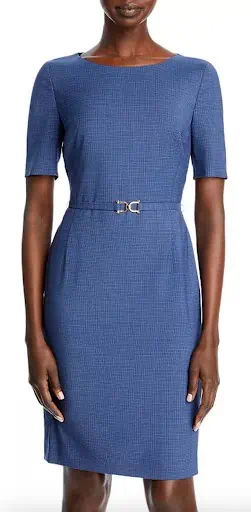 Cobalt Blue Sheath Women's Business Casual Summer Dress From BOSS