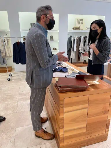Personal Stylist Cassandra Sethi Talking With Her Store Contact About Ramit Sethi's Wardrobe