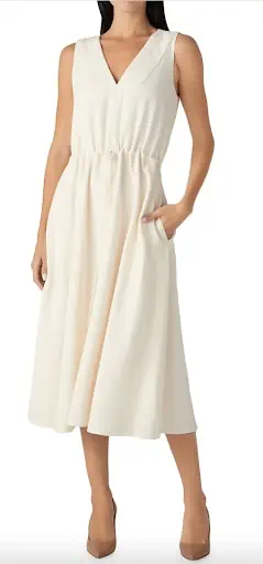 Women's Work Dresses For Summer White V Neck St John Dress