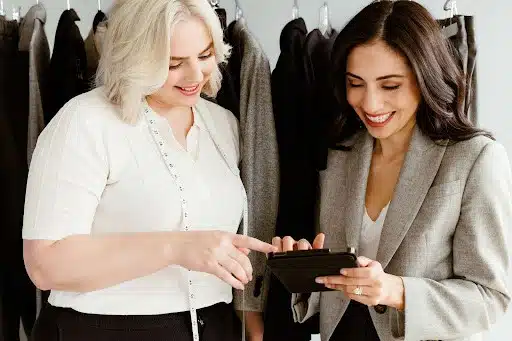 Stylist Cassandra Sethi Teaching A Female Client How To Dress For Body Changes