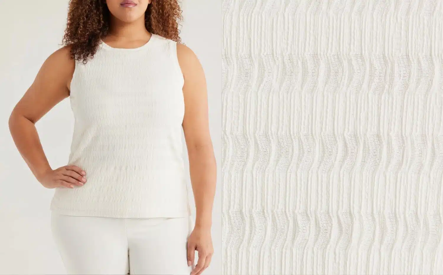 Image showing a white mid-size women's knitted blouse.