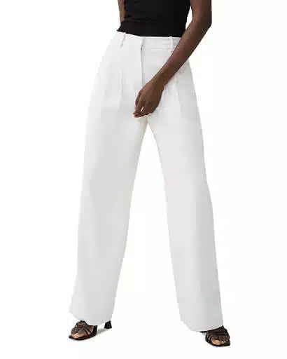 White, loose-fitting, lightweight, workwear pants for the hot summer months.