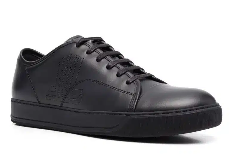 Black leather tech sneakers by Lanvin.