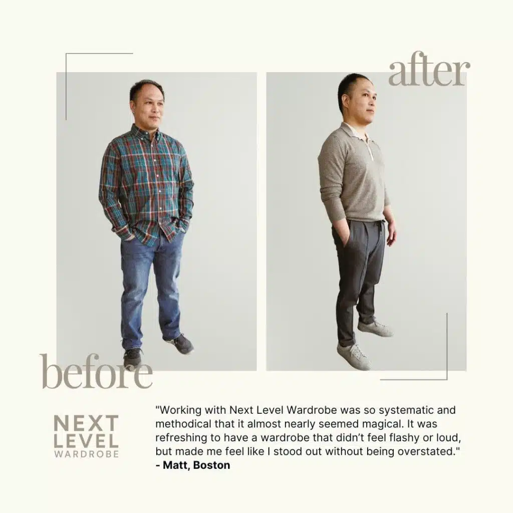 Boston executive Matt, refreshed his business casual style  by elevating his capsule wardrobe, selecting neutral colors, and easily formulating a confident outfit.