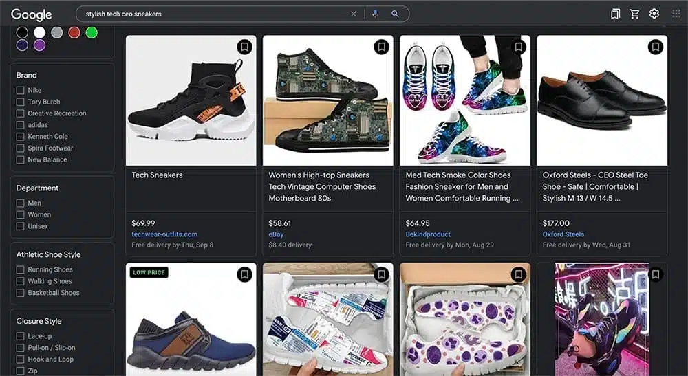 Google screenshot of stylish tech ceo sneakers.