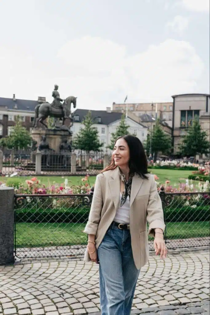 Stylist Cassandra Sethi wearing a power business casual outfit.