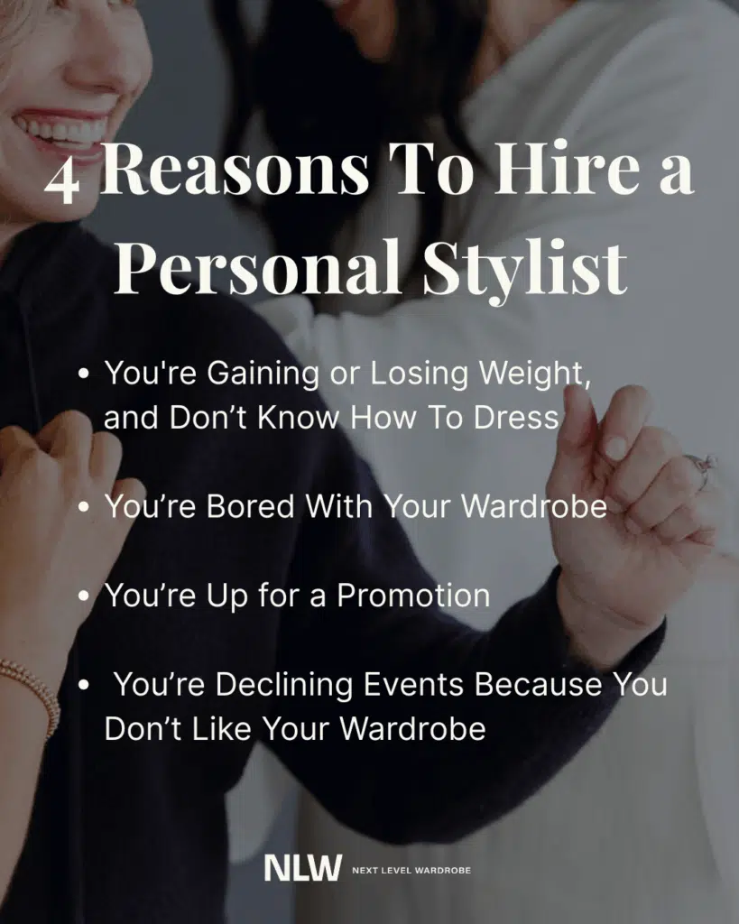 An infographic displaying 4 reasons who to hire a personal stylist in NYC.
